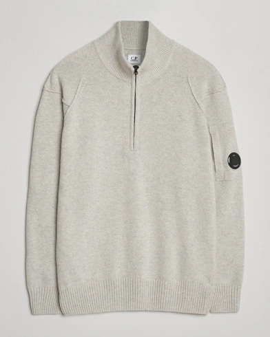 C.P. Company Knitted Lambswool Half-Zip Light Grey – Grey