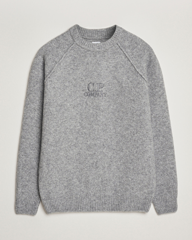 C.P. Company Extra Fine Merino Logo Crew Neck Grey – Grey