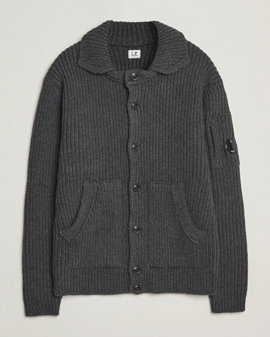 C.P. Company Heavy Lambswool Cardigan Dark Grey – Grey