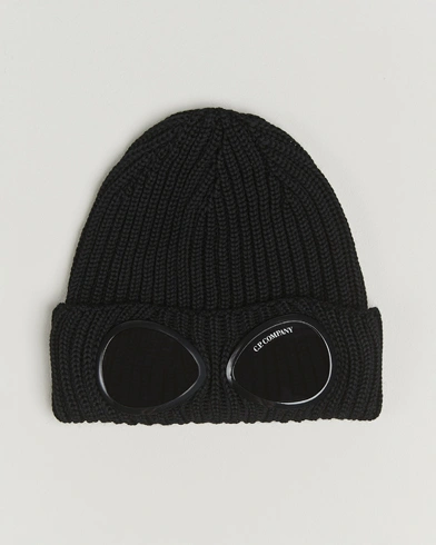 C.P. Company Knitted Merino Goggle Beanie Black – Black