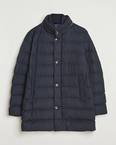 Herno Flannel Down Coat Navy – Blue