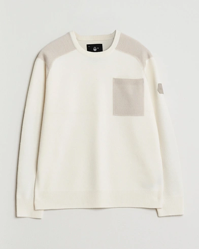 Sail Racing Spine Wool/Cashmere Knitted Crew Neck Off White – White