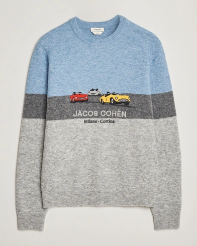 Jacob Cohën Embroidery Knitted Milano-Cortina Crew Neck Grey/Blue – Grey