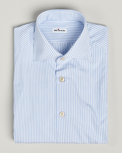 Kiton Cotton Dress Shirt Light Blue Stripe – Blue