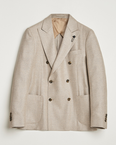Lardini Double Breasted Wool/Silk/Cashmere Blazer Beige – Beige