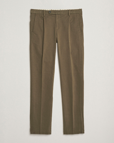 Massimo Alba Ionio Pleated Moleskine Trousers Military – Brown