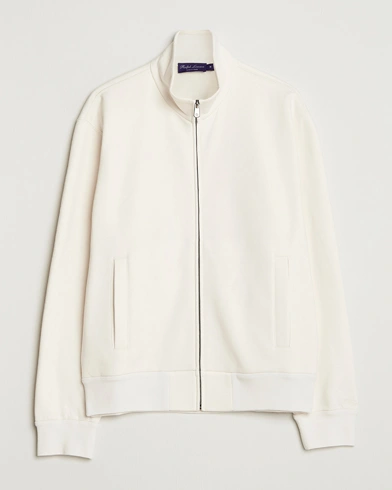 Ralph Lauren Purple Label Full Zip Cotton Felpa Cream – White