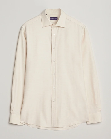 Ralph Lauren Purple Label Cotton Flannel Shirt Cream Melange – Beige