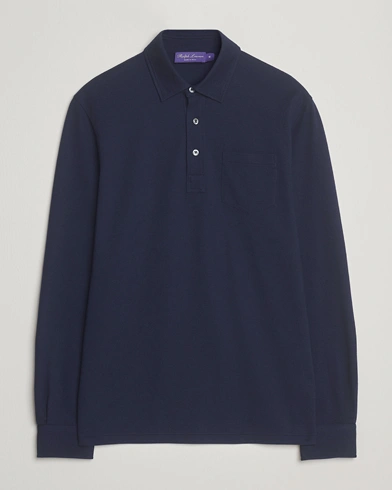 Ralph Lauren Purple Label Long Sleeve Polo Shirt Navy – Blue