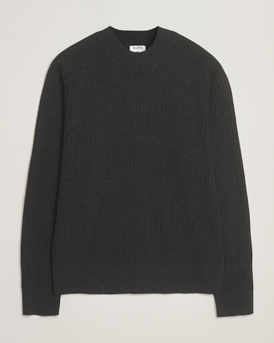 Filippa K Cotton Merino Knitted Mock Neck Sweater Anthracite Melange – Grey