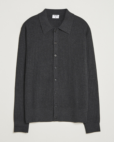 Filippa K Cotton Merino Knitted Cardigan Anthracite Melange – Grey
