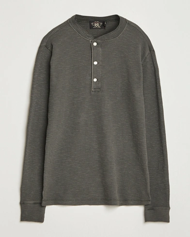 RRL Long Sleeve Henley Faded Black – Grey