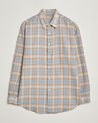 Auralee Airy Wool Check Shirt Blue/Beige – Blue