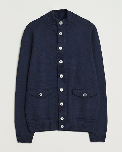 Stenströms Chunky Knitted Merino Cardigan Navy – Blue