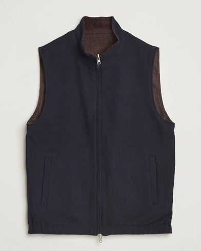 Stenströms Reversible Wool Vest Navy – Blue