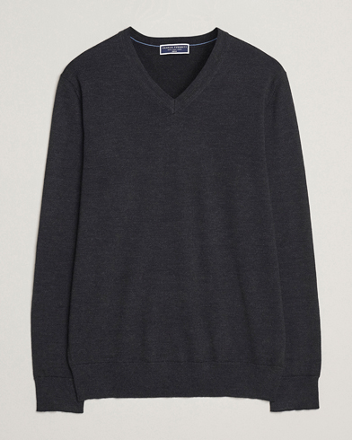 Charles Tyrwhitt Pure Merino V-Neck Jumper Dark Charcoal – Grey