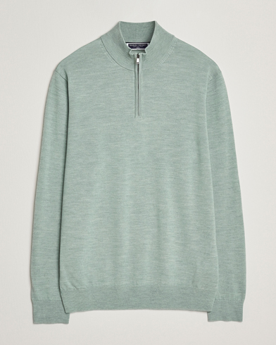 Charles Tyrwhitt Pure Merino Zip Neck Jumper Pale Teal Green – Green