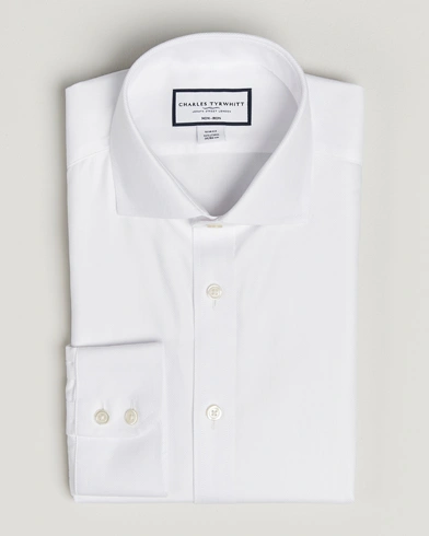 Charles Tyrwhitt Slim Fit Non Iron Herringbone Cut Away Shirt White – White