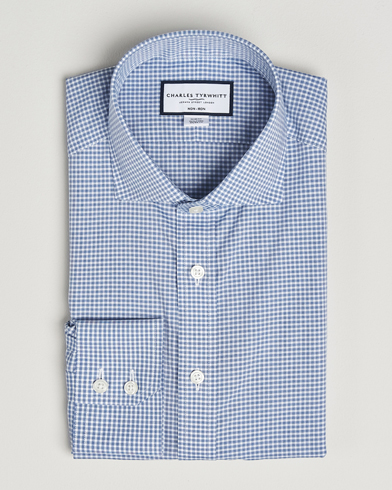 Charles Tyrwhitt Slim Fit Non Iron Poplin Gingham Shirt Royal Blue – Blue