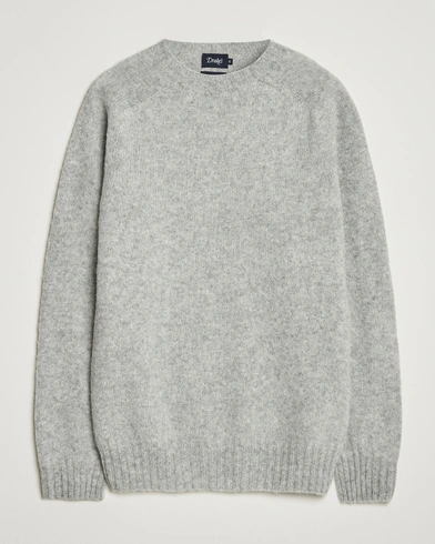 Drake's Brushed Shetland Crew Grey – Grey