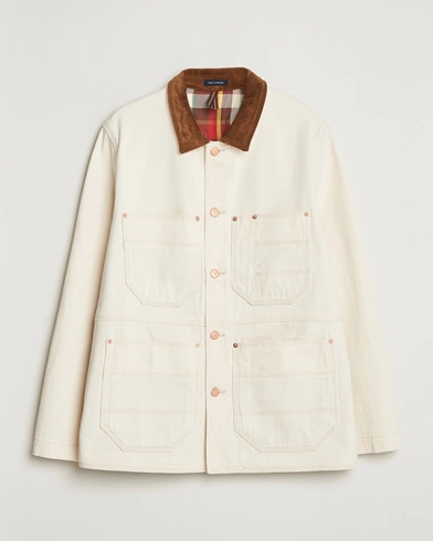 Drake's Denim Welder Jacket Ecru – White