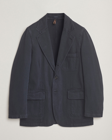 Drake's MKI Heavy Cotton Twill Blazer Navy – Blue