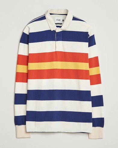 Drake's Striped Flame Rugby Shirt White/Navy/Red – Multi-colour