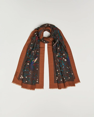 Drake's Birds Of Paradise Print Scarf Brown – Brown