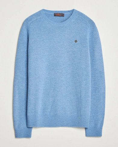 Morris Hertford Lambswool Merino Crew Neck Light Blue – Blue