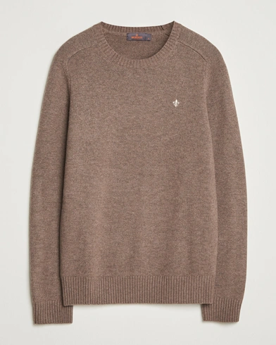 Morris Hertford Lambswool Merino Crew Neck Brown – Brown