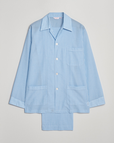 Derek Rose Striped Cotton Pyjama Set Light Blue – Blue