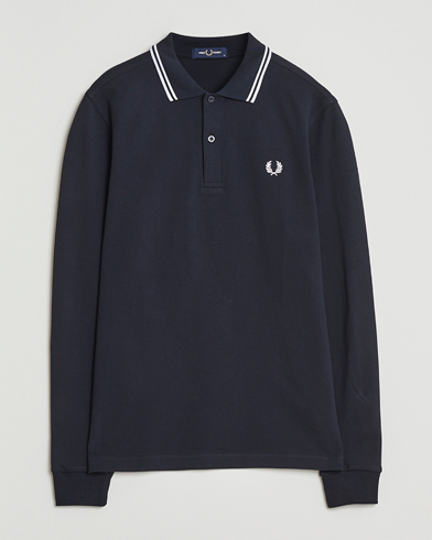 Fred Perry Twin Tipped Long Sleeve Polo Shirt Navy – Blue