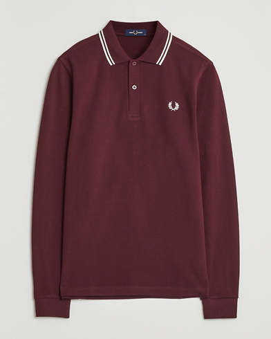 Fred Perry Twin Tipped Long Sleeve Polo Shirt Oxblood – Red