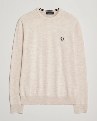 Fred Perry Classic Crew Neck Jumper Porrigde Marl – Beige