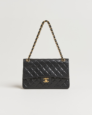 Chanel Pre-Owned Classic Double Flap Medium Lambskin Black – Black