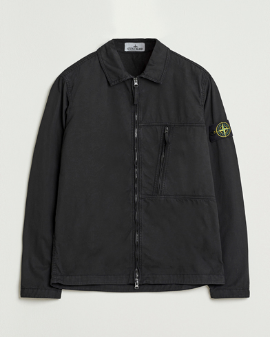Stone Island Garment Dyed Supima Cotton Zip Overshirt Black – Black
