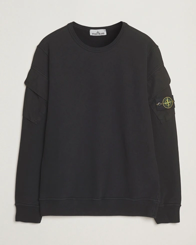 Stone Island Organic Cotton Fleece Arm Pocket Sweatshirt Black – Black