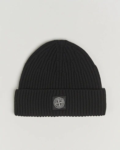 Stone Island Full Rib Wool Beanie Black – Black