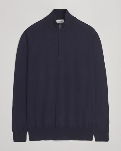 Morgano Extra Fine Merino Wool Half-Zip Navy – Blue