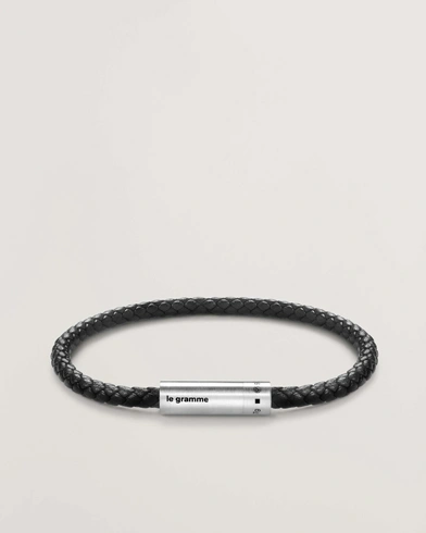 LE GRAMME Leather Cable Bracelet Black/Sterling Silver 7g – Black