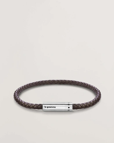 LE GRAMME Leather Cable Bracelet Brown/Sterling Silver 7g – Brown