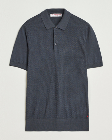 Orlebar Brown Burnham Silk/Cotton Polo Granite – Blue