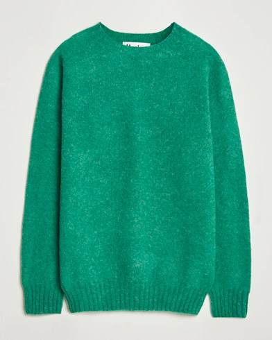 Harley Of Scotland Brushed Supersoft Lambswool Crewneck Evergreen – Green