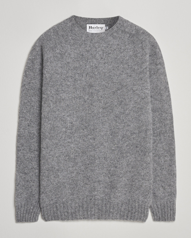 Harley Of Scotland Brushed Supersoft Lambswool Crewneck Mid Grey – Grey