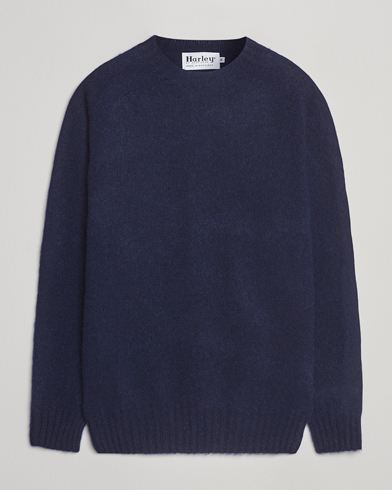 Harley Of Scotland Brushed Supersoft Lambswool Crewneck Navy – Blue