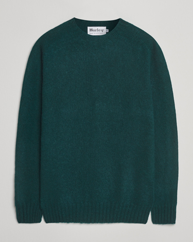 Harley Of Scotland Brushed Supersoft Lambswool Crewneck Tartan – Green