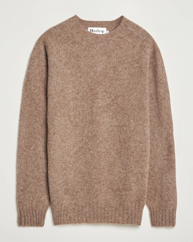 Harley Of Scotland Brushed Supersoft Lambswool Crewneck Tundra – Brown