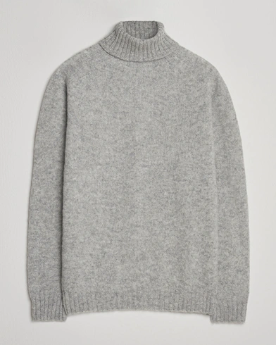 Harley Of Scotland Brushed Supersoft Lambswool Rollneck Silver – Grey