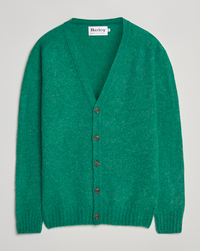 Harley Of Scotland Brushed Supersoft Lambswool Cardigan Evergreen – Green