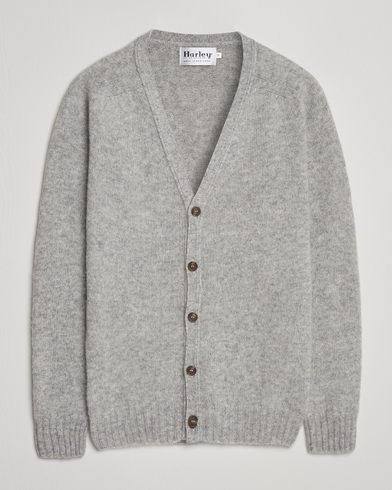Harley Of Scotland Brushed Supersoft Lambswool Cardigan Silver – Grey